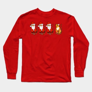 Three Santa Cats and a Christmas Kitty Long Sleeve T-Shirt